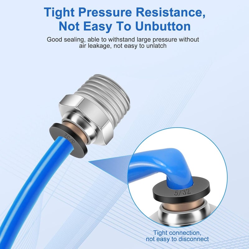 cnaodun 12 Pcs Push to Connect Fittings 5/32 Inch Tube OD x 1/4 Inch NPT Thread Pneumatic Male Straight and Elbow Quick Connect Air line fittings - Image 4